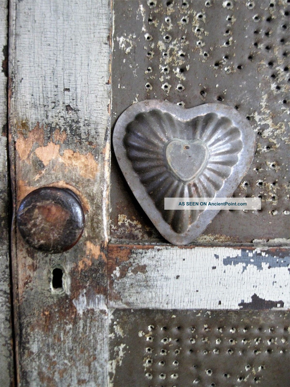 Primitive Early Antique Tin Heart Mold Primitives photo