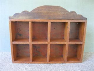 Antique Shadow Box Vintage Primitive Wood Hanging Cubby,  8 Sections photo