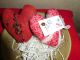 Primitive Valentine ' S Day Red Solid/red Print 7 In Heart Bowl Fillers Primitives photo 1