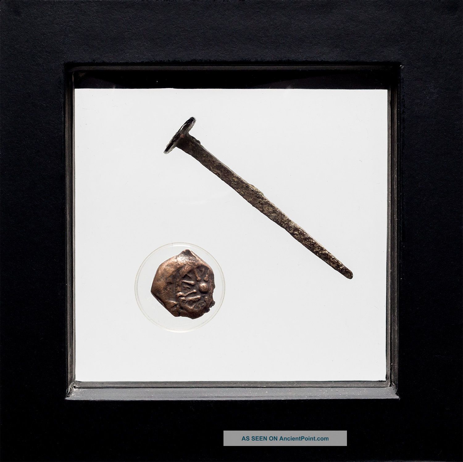 Crucifixion Period Roman Nail And A Poor Widow ' S Mite From 1st B.  C.  From Bible See more Crucifixion Period Roman Nail and a Poor Widow... photo