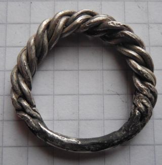 Silver Ring Crimped Hard Viking Period 6.  16 G.  900 - 1300 Ad Vf, photo