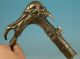 Cool Old Bronze Handmade Carved Evil Person Statue Cane Walking Stick Head Other Antique Chinese Statues photo 1
