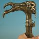 Cool Old Bronze Handmade Carved Evil Person Statue Cane Walking Stick Head Other Antique Chinese Statues photo 4