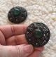Two Victorian Green Celluloid Cab & Clear Rhinestones In Round Metal Buttons Buttons photo 4