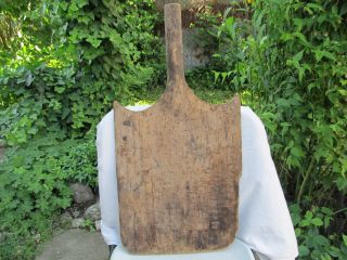 Old Antique Primitive Wooden Wood Bread Cutting Board Dough Plate photo