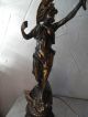Art Nouveau Bronze Figurine On Spelter Lamp - Some Restoration Required Art Nouveau photo 1