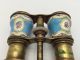 Antique Hand Painted French Enamel Mother Of Pearl Opera Glasses Ca.  19th C Victorian photo 4