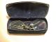 Antique Edwardian Pince Nez Rimless Eyeglasses Gold Chain Hair Pin Case Optical photo 1