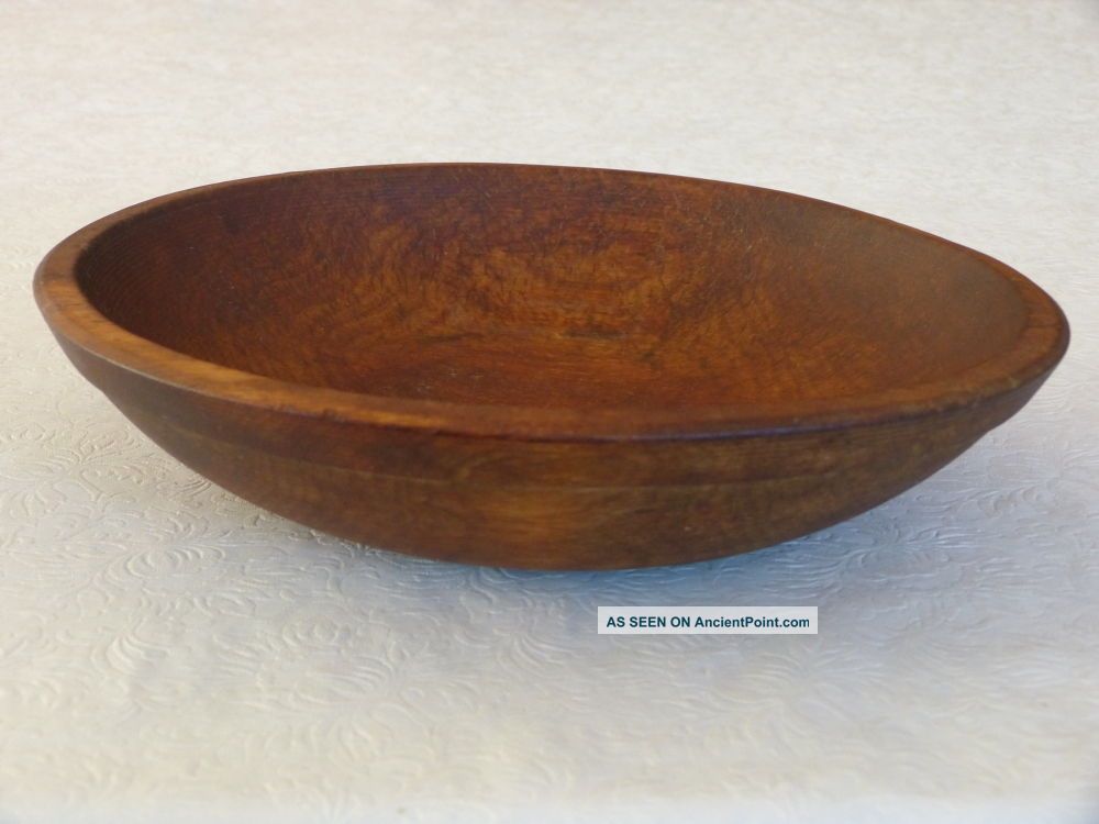 Antique Folk Art Primitive Decorative Small Oval Wooden Bowl 10.  75 