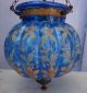 Vintage Blue Enamelled Gilt Work Bell Jar Glass Hall Lantern Chandelier Lamp Chandeliers, Fixtures, Sconces photo 1