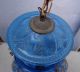 Vintage Blue Enamelled Gilt Work Bell Jar Glass Hall Lantern Chandelier Lamp Chandeliers, Fixtures, Sconces photo 2