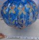 Vintage Blue Enamelled Gilt Work Bell Jar Glass Hall Lantern Chandelier Lamp Chandeliers, Fixtures, Sconces photo 4