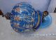 Vintage Blue Enamelled Gilt Work Bell Jar Glass Hall Lantern Chandelier Lamp Chandeliers, Fixtures, Sconces photo 5
