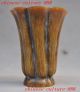 Marked China Old Ox Horns Hand Carved Lucky Flower Statue Wine Vessel Goblet Cup Glasses & Cups photo 4