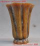 Marked China Old Ox Horns Hand Carved Lucky Flower Statue Wine Vessel Goblet Cup Glasses & Cups photo 5