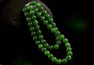 70pcs 6mm Chinese Handcraft 100 Natural Jade Green Jade Necklaces photo