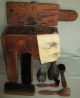 Antique Primitive Lift Top Shoe Shine Wood Stand Box W/contents Brushes Cloth 1900-1950 photo 2