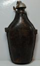 Leather Bound Glass Flask Canteen 1900 ' S Alaska Gold Rush Other Ethnographic Antiques photo 1