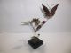 Brutalist Flower Sculpture Oxidized Metal Enamel Butterfly Signed Lee Worman Mid-Century Modernism photo 2