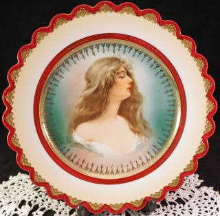 Portrait Plate Lovely Young Lady Constance Bare Shoulders Made In Austria M.  Z. photo