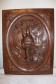 Pair French Carved Wood,  Panel,  Ca1880,  Rabbit Pheasant,  Hunting Hunt,  Oak Carved Figures photo 2