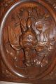 Pair French Carved Wood,  Panel,  Ca1880,  Rabbit Pheasant,  Hunting Hunt,  Oak Carved Figures photo 4