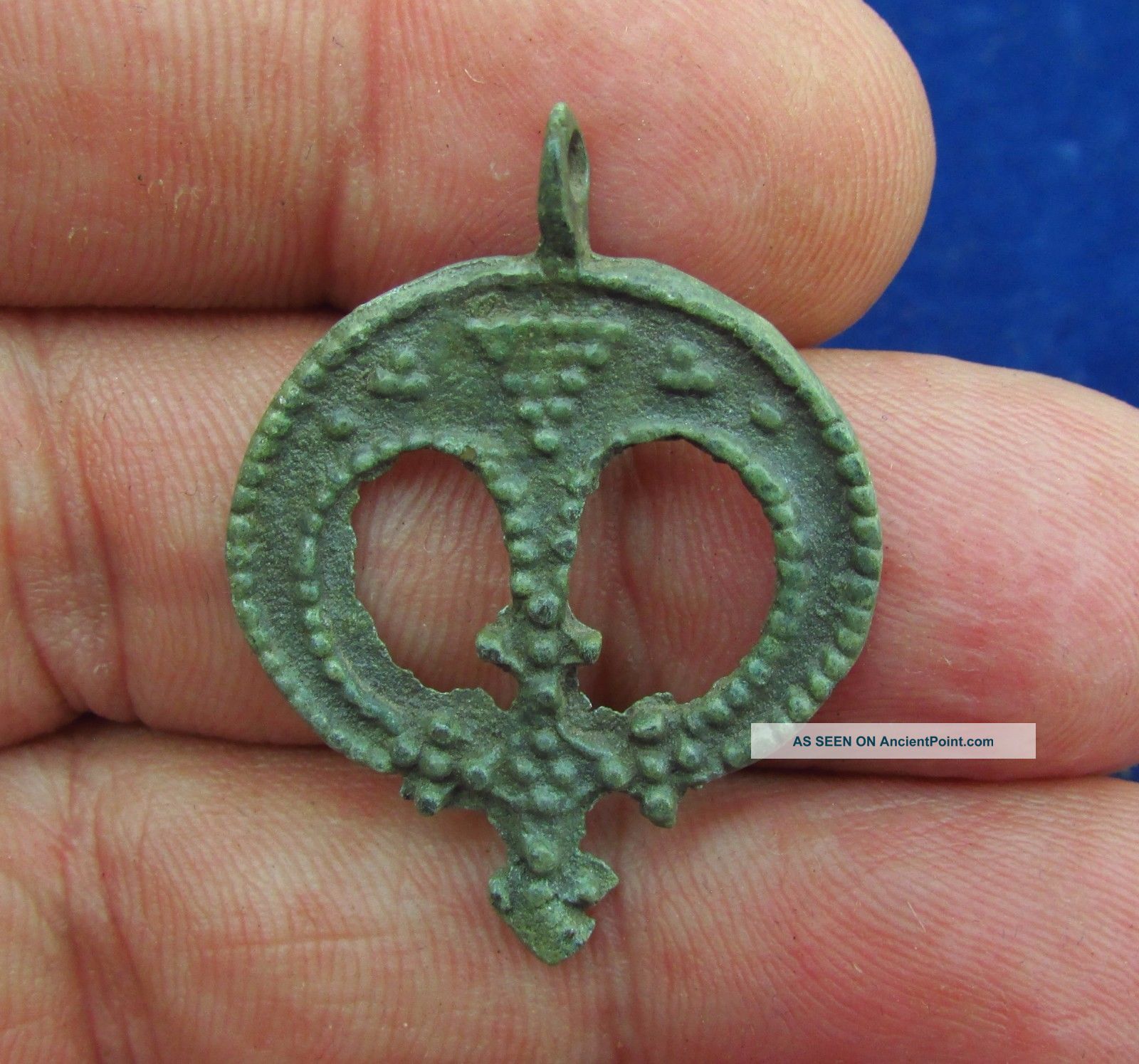 Ancient Viking Bronze Pendant - Norse Amulet - Lunar 8 - 10th Century Ad (1461 -) Other Antiquities photo