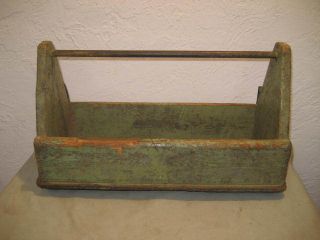 Primitive Tool Box / Caddy - Old Green Paint - 19 