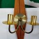 Two Mid Century Modern Lamp Candle Holder Wall Sconces Diamond Wood And Brass Mid-Century Modernism photo 1