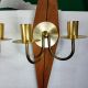 Two Mid Century Modern Lamp Candle Holder Wall Sconces Diamond Wood And Brass Mid-Century Modernism photo 2
