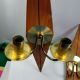 Two Mid Century Modern Lamp Candle Holder Wall Sconces Diamond Wood And Brass Mid-Century Modernism photo 5