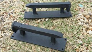 2 Hand Made Flat Black Old Rail Road Spike Coffin Handles Gate Door Cabinet Hdw photo