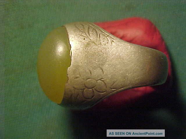 Near Eastern Hand Crafted Solid Silver Ring Chalcedony Stone 1700 - 1900 Near Eastern photo