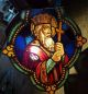 Antique Gothic Stained Glass Saint Nicholas Architectural Church Salvage 1919 1900-1940 photo 4