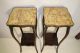 Gorgeous French Stayl Mahogany Dark Walnut American Made Marble Top Side Tables 1900-1950 photo 8