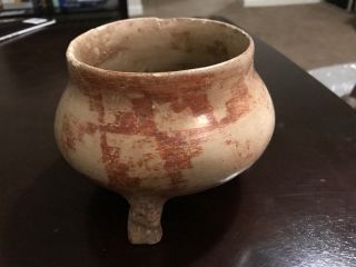 Wow Pre Columbian Peru Tripod Bowl Mesoamerican Lima Or Moche Ceramic Pottery photo