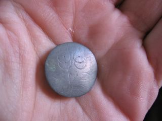 Ancient Celtic Bronze Button With Flower Decoration 600 - 400 Bc.  Very Rare photo