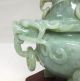 E397: Popular Chinese Green Stone Gyoku Ware Incense Burner With Wooden Stand Incense Burners photo 3