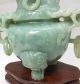 E397: Popular Chinese Green Stone Gyoku Ware Incense Burner With Wooden Stand Incense Burners photo 4