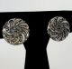 Victorian Black Glass Silver Luster Lacy Button Removable Clip Earrings 7/8 