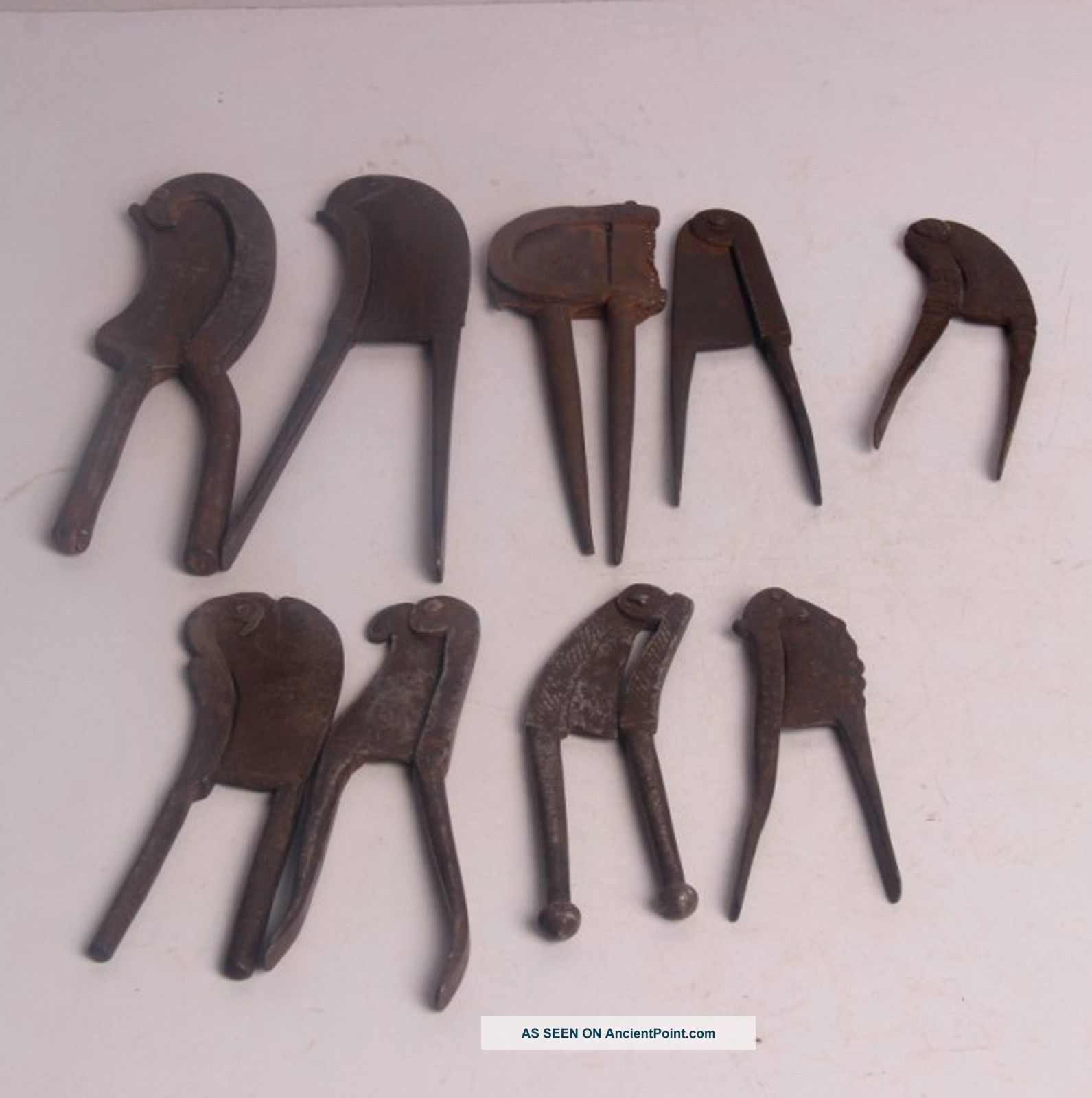 10 Pc Old Iron 1930 ' S Handcrafted Different Betel Nut Cutter/sarota,  Rich Patina India photo