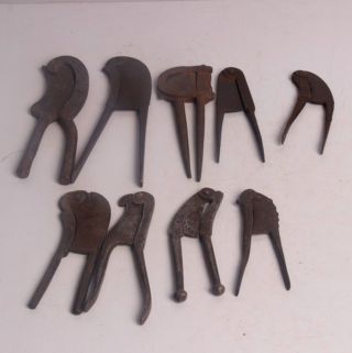 10 Pc Old Iron 1930 ' S Handcrafted Different Betel Nut Cutter/sarota,  Rich Patina photo