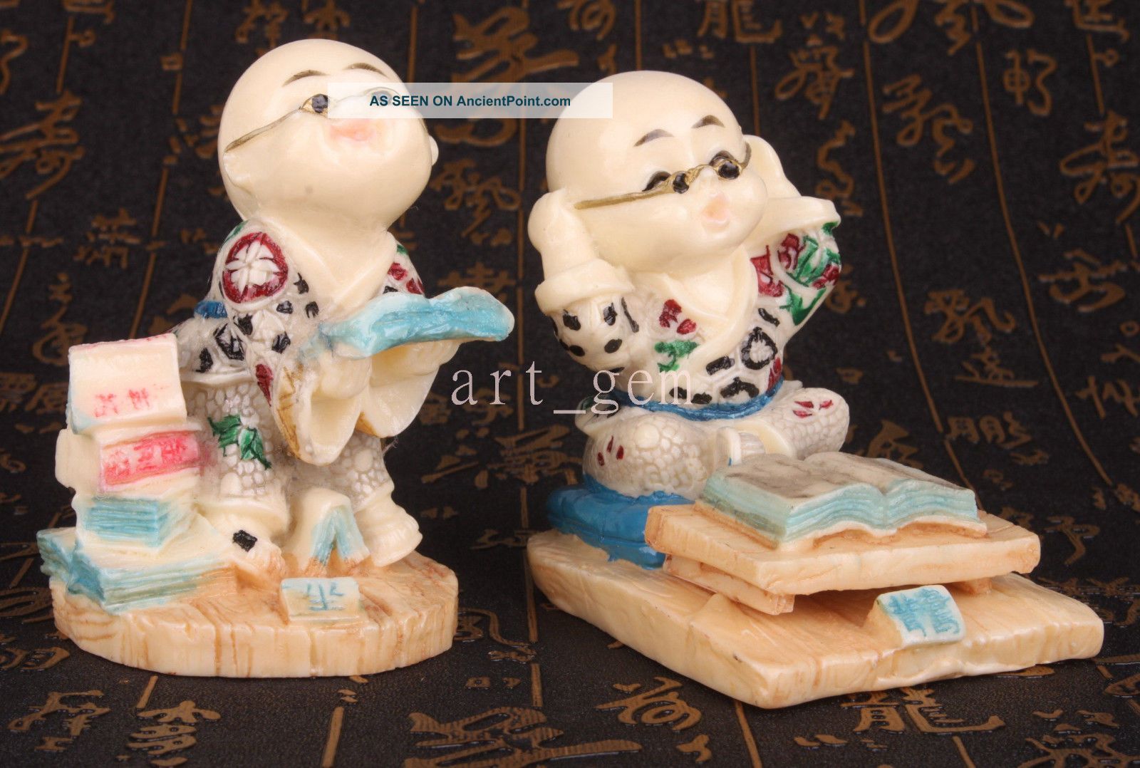 Lively Design Resin Sculpture Reading The Young Monk Statue Figurine Gifts Colle Other Antique Chinese Statues photo