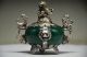 Exquisite Chinese Silver Dragon Inlaid Jade Handmade Carved Lion Incense Burner Incense Burners photo 2