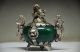 Exquisite Chinese Silver Dragon Inlaid Jade Handmade Carved Lion Incense Burner Incense Burners photo 3