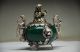 Exquisite Chinese Silver Dragon Inlaid Jade Handmade Carved Lion Incense Burner Incense Burners photo 4