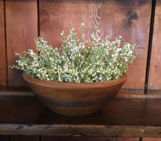 Primitive Country Cottage Spring Cream Heather Floral Table Piece Bowl Filler photo