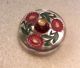 Vintage Antique Button: Czech Glass W/reverse Painted Flowers:red Gerber Daisies Buttons photo 2
