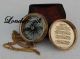 Vintage Compass Poem Compass Engraved Compass Marine Compass W/leather Case Compasses photo 3