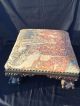 Tapestry Foot Stool Ottoman Wooden Ball & Claw Feet And Legs - Brass Tacks 1900-1950 photo 3
